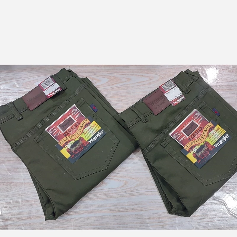 شلوار کتان مردانه رنگ سبز راسته و فاق بلند